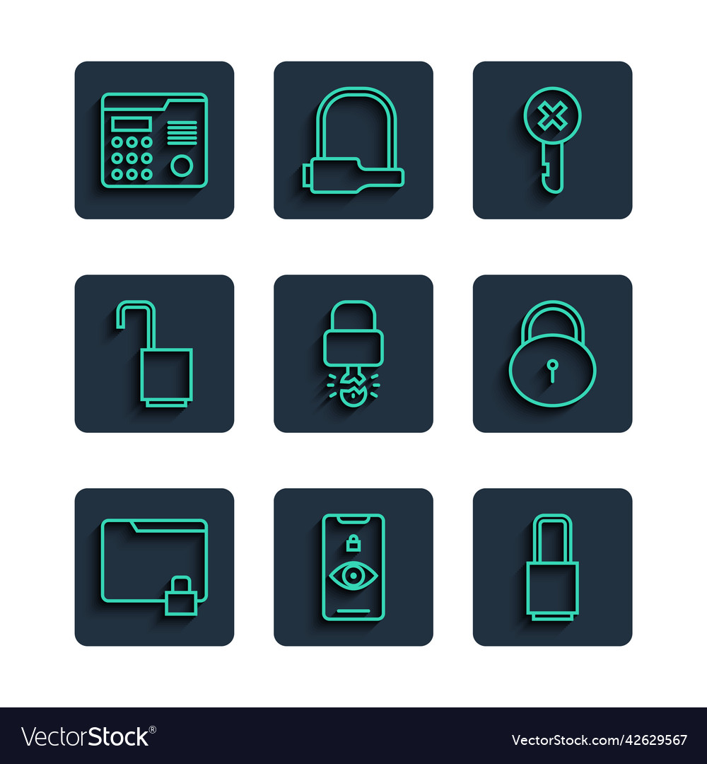 Set line folder and lock eye scan wrong vector image Set line folder and lock eye scan wrong