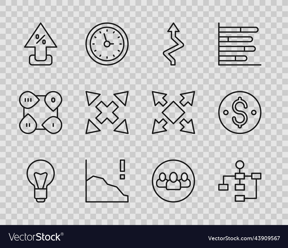 Set line light bulb hierarchy organogram chart vector image Set line light bulb hierarchy organogram chart