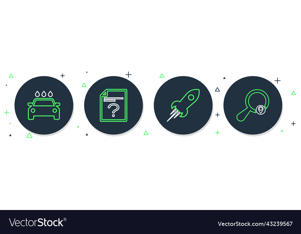 Set line unknown document rocket ship with fire vector image Set line unknown document rocket ship with fire