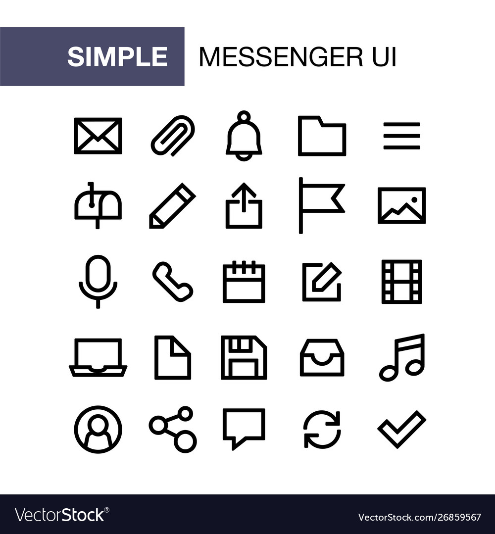 Set messenger icons for simple flat style ui