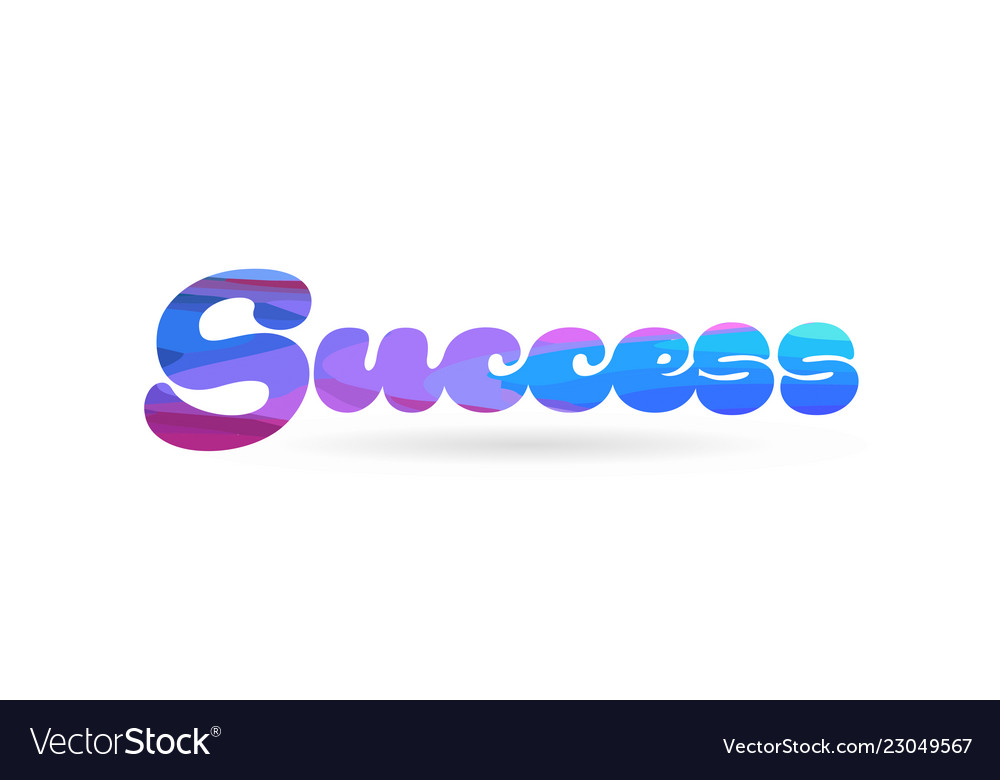 Success pink blue color word text logo icon Vector Image