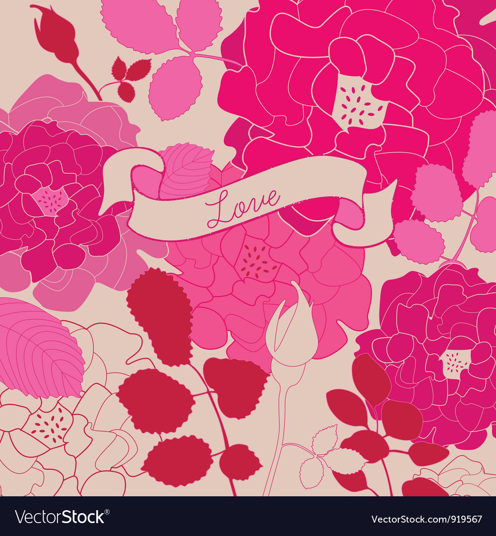 Vintage floral love background Royalty Free Vector Image