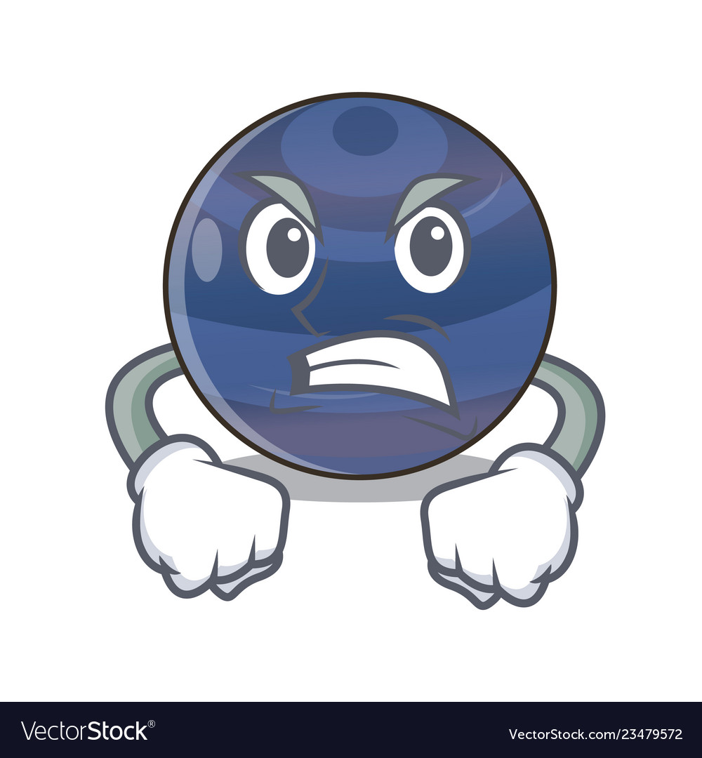 Angry planet neptune above the sky cartoon