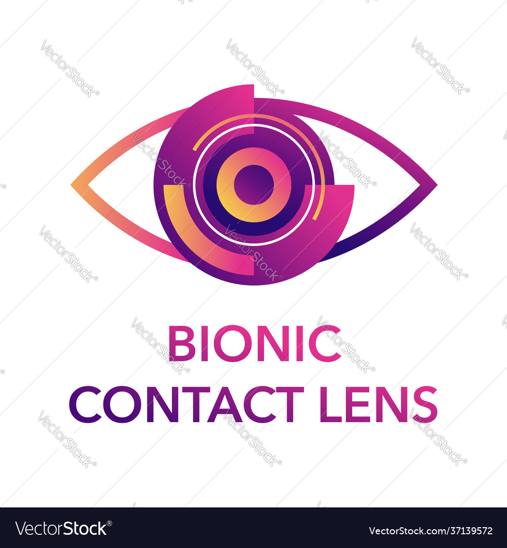 Bionic contact lens futuristic logo template