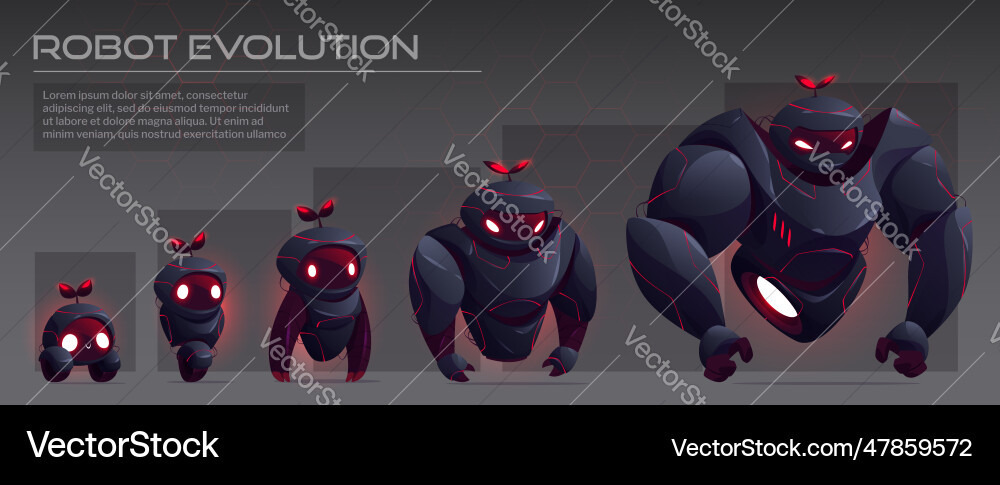 Black ai robot evolution tech infographic Vector Image