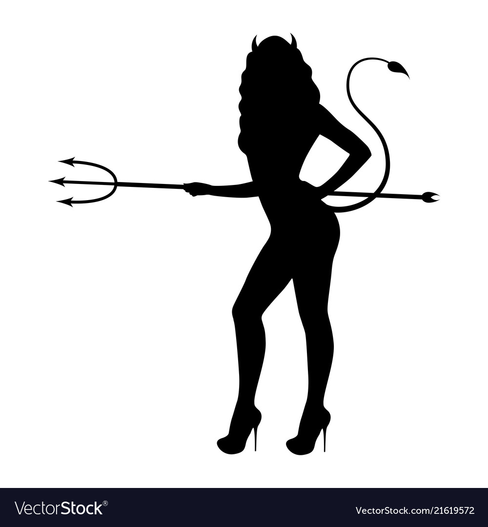 Black Silhouette Devil Girl Royalty Free Vector Image