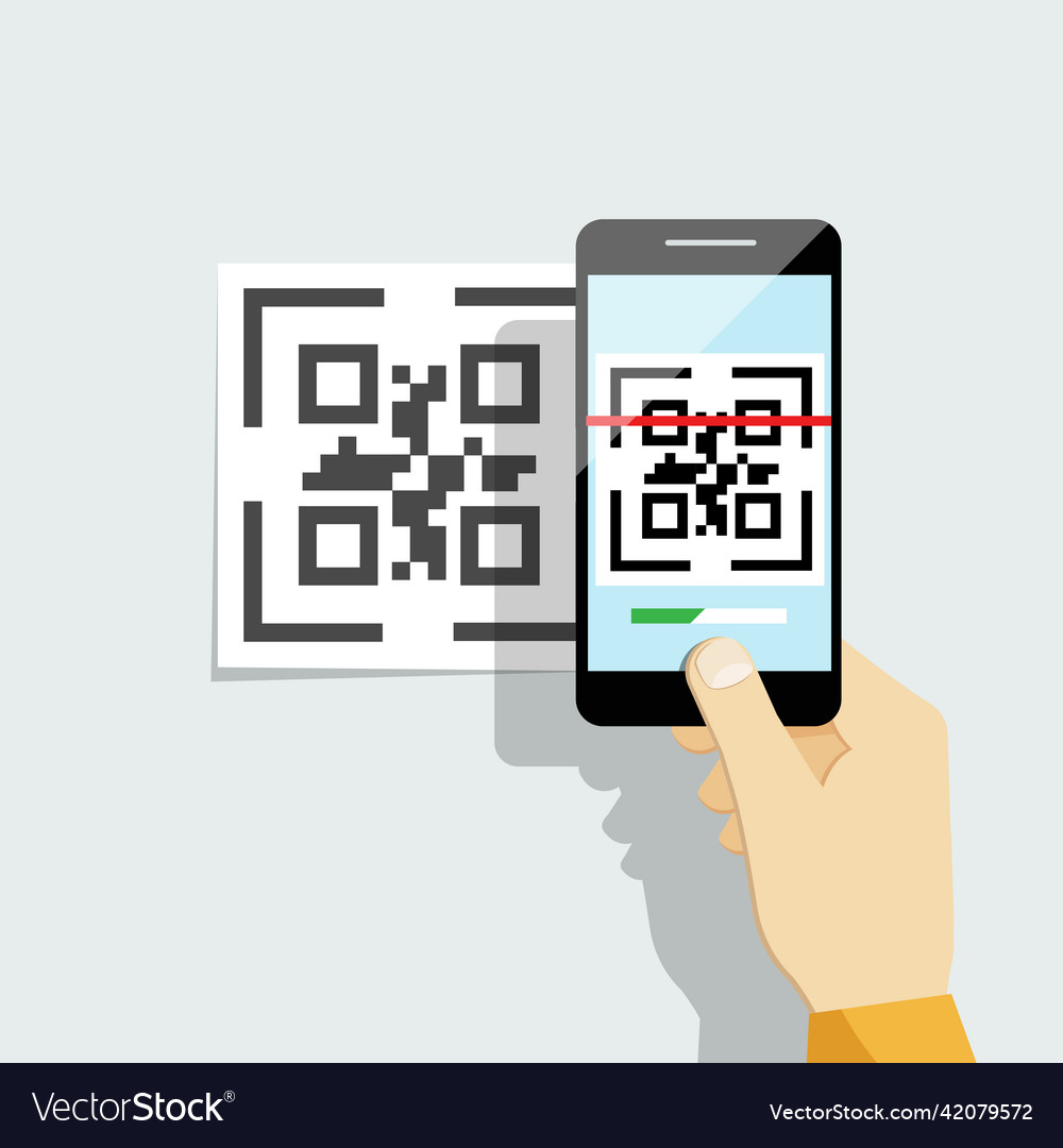 Capture qr code on mobile phone Royalty Free Vector Image