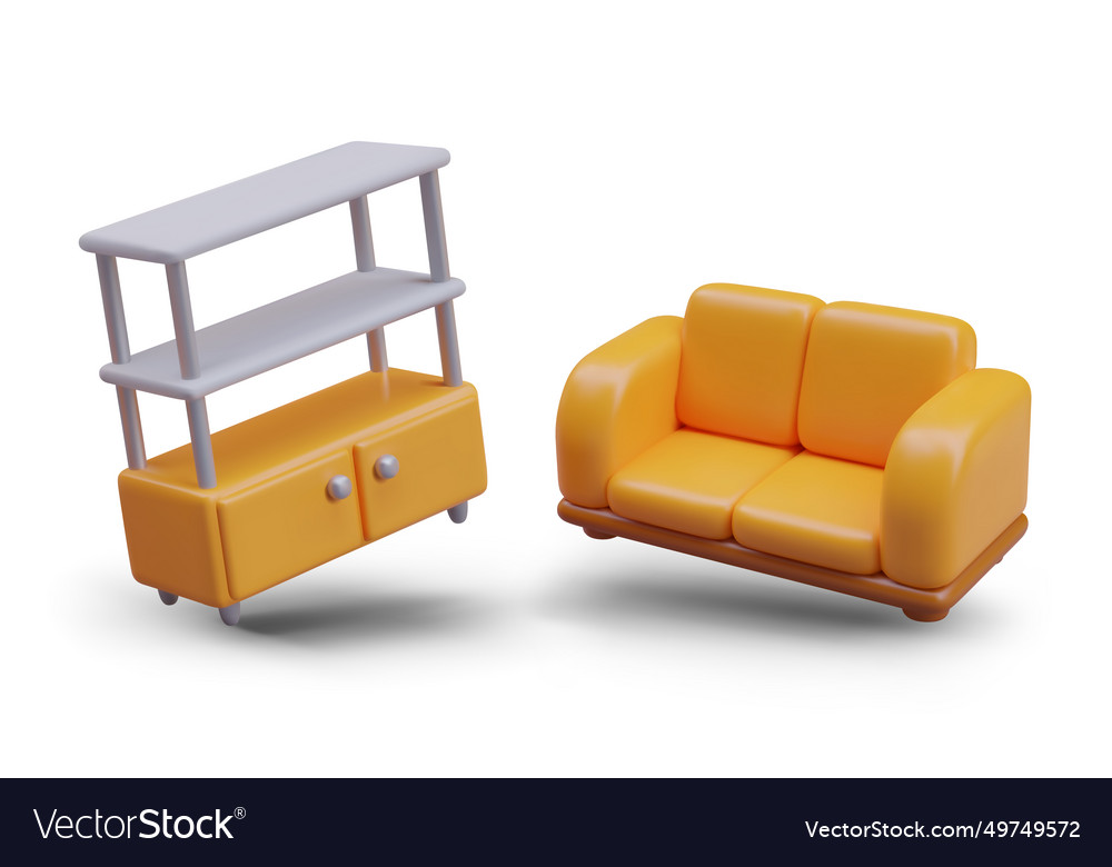 Composition with bookshelf and sofa vector image Composition with bookshelf and sofa