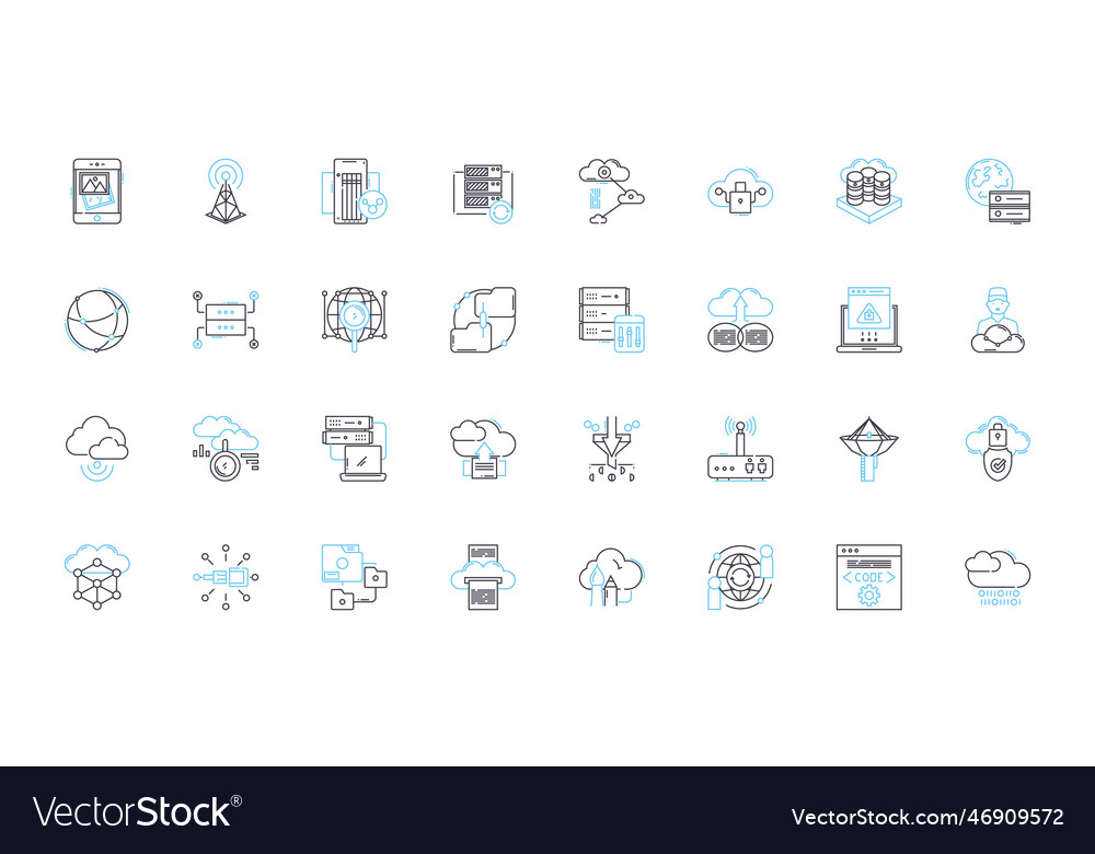 Data mining linear icons set analysis clustering vector image Data mining linear icons set analysis clustering