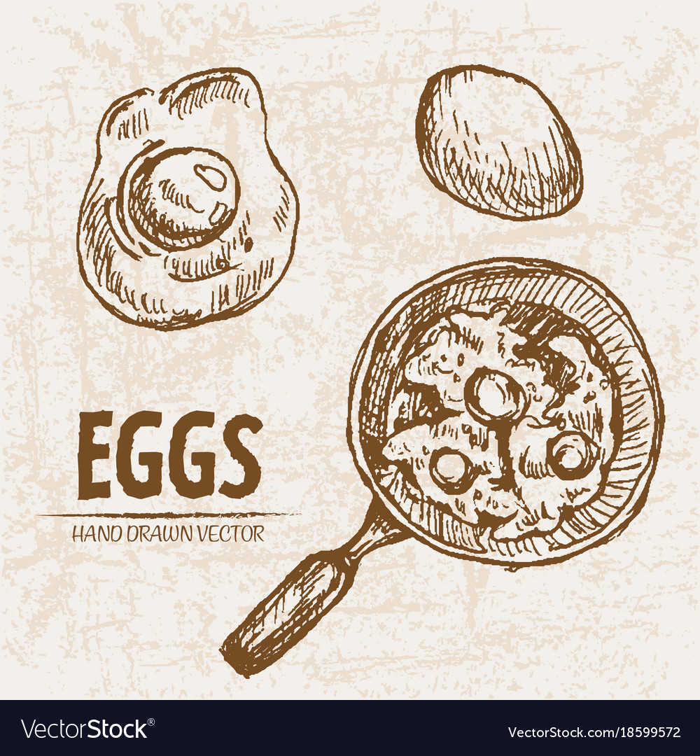 Digital detailed line art cooking eggs