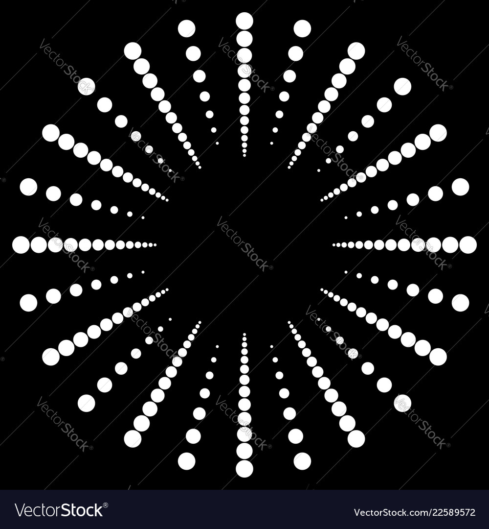 Dotted radial radiating lines circular dots motif Vector Image