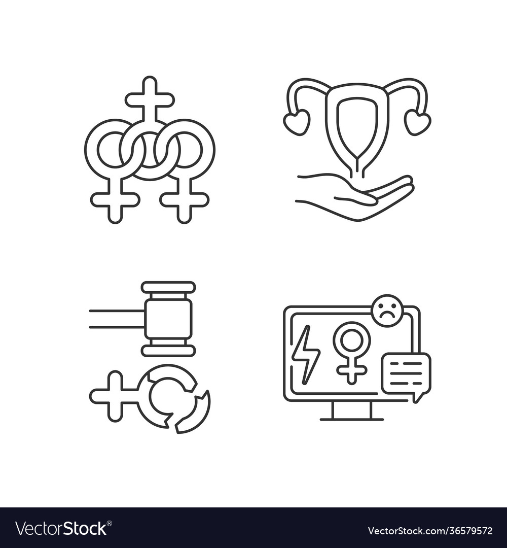 Feminism linear icons set