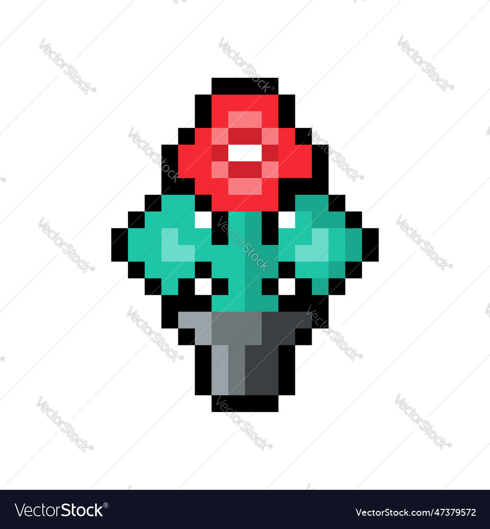 Flower in the pot ixel art Royalty Free Vector Image