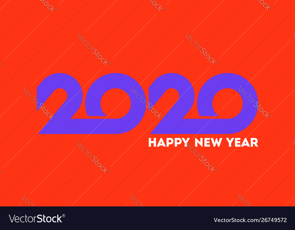 Happy new year 2020 logo with purple numbers vector image Happy new year 2020 logo with purple numbers