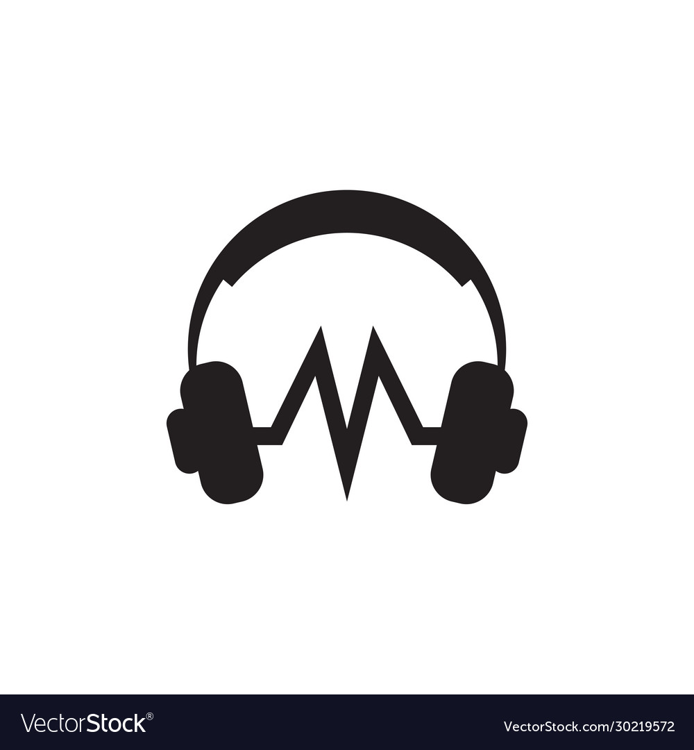 Headphone music icon logo design template