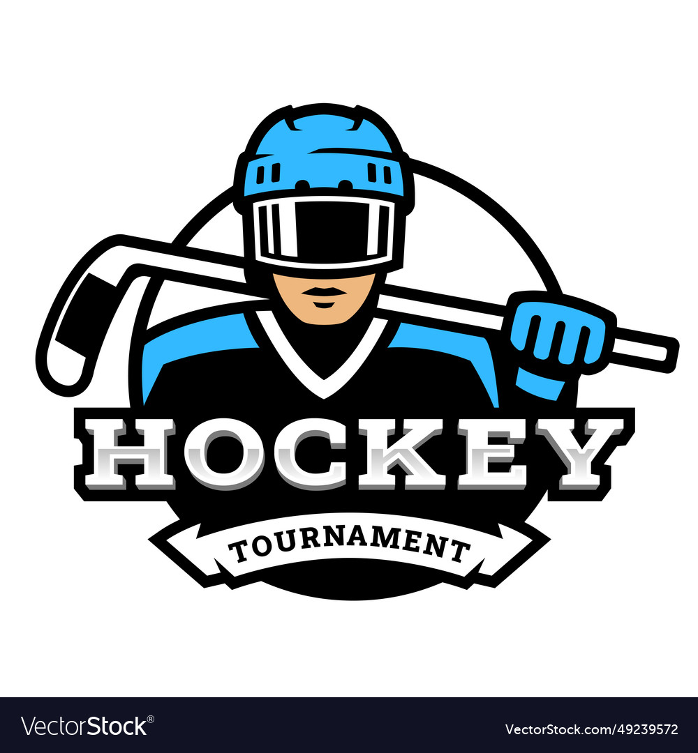 Hockey player logo emblem Royalty Free Vector Image