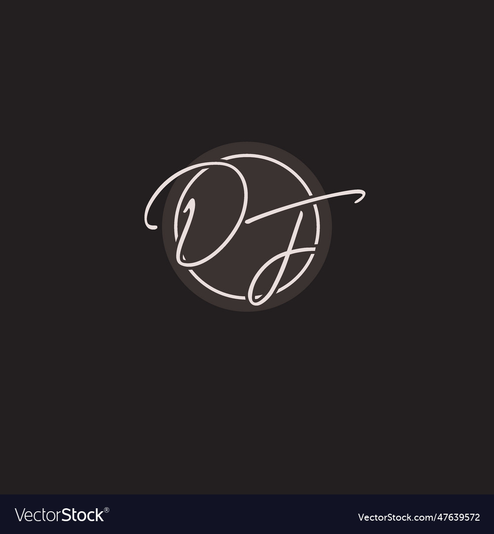 Initials df logo monogram with simple circle line Vector Image Initials df logo monogram with simple circle line