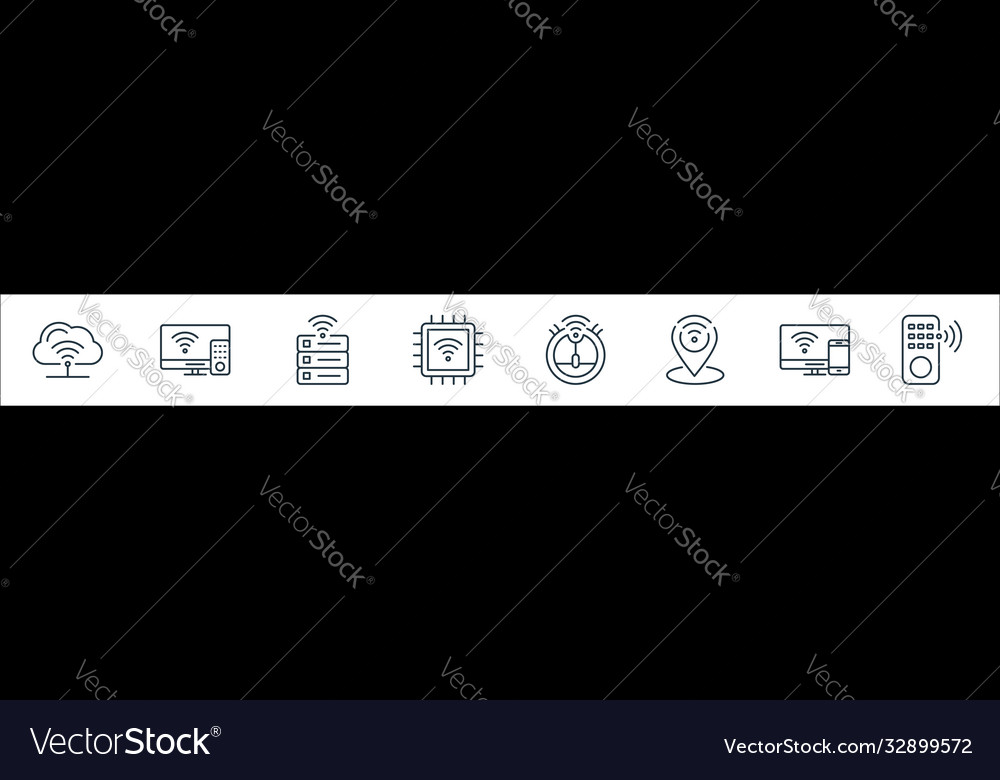 Internet things line icons linear set quality vector image Internet things line icons linear set quality
