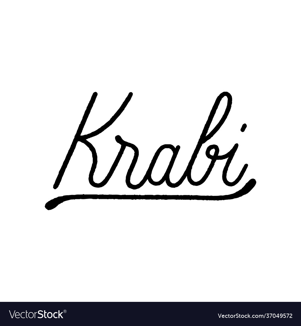 Krabi Handschrift auf weißem Hintergrund