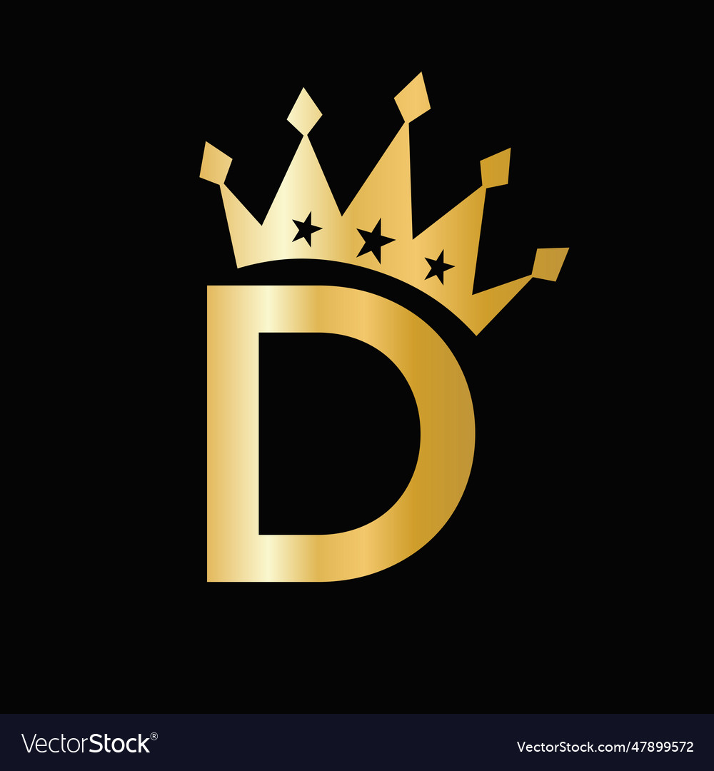 Letter d luxury logo with crown symbol crown Vector Image