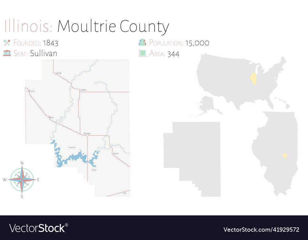 Map of moultrie county in illinois