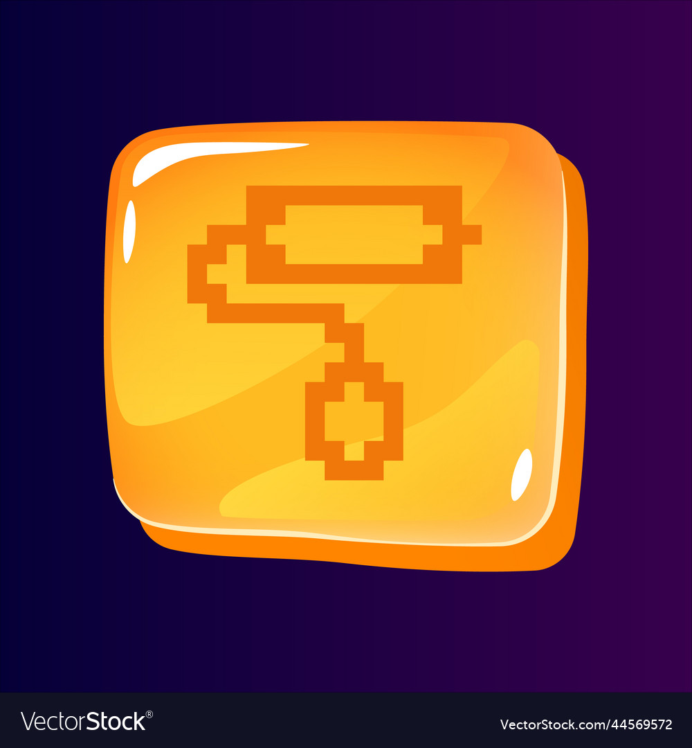 Roller brush glossy ui button with pixelated icon vector image Roller brush glossy ui button with pixelated icon