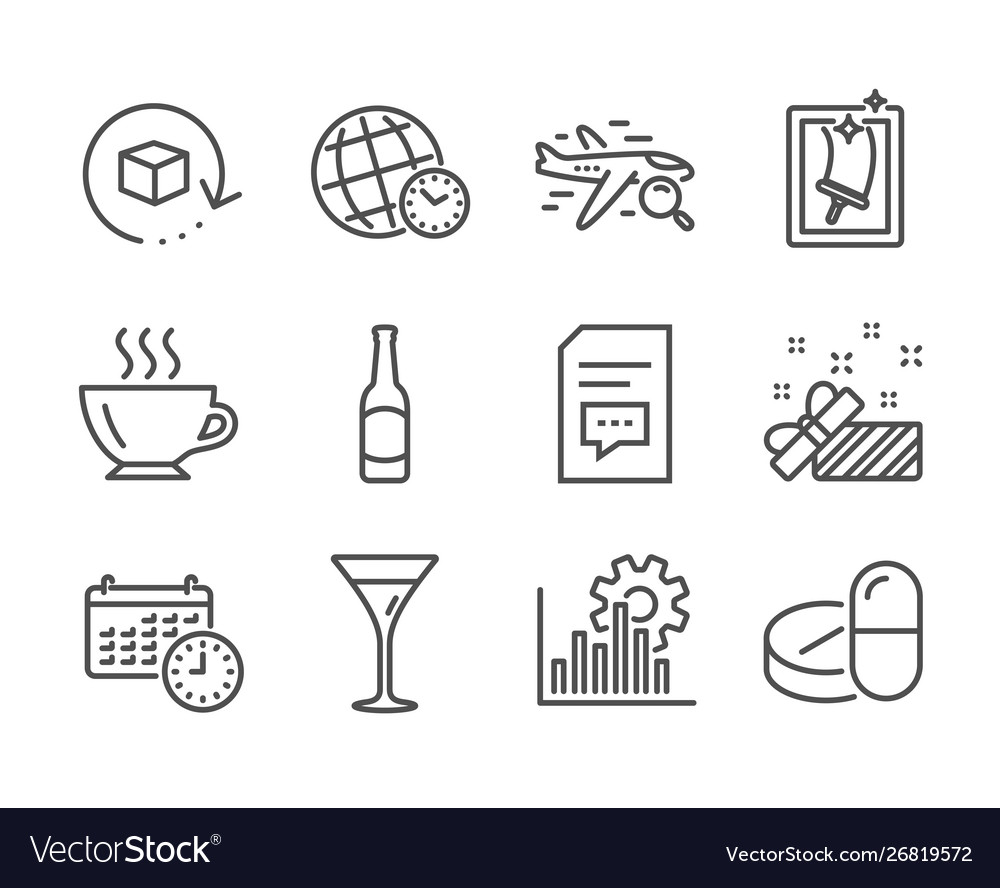 Set business icons such as time zone calendar vector image Set business icons such as time zone calendar