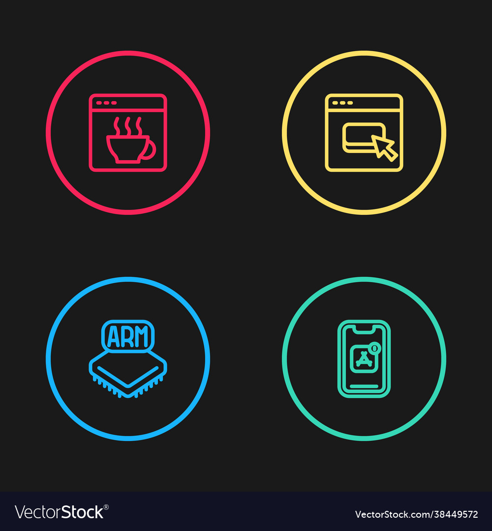 Set line processor mobile apps browser files vector image Set line processor mobile apps browser files