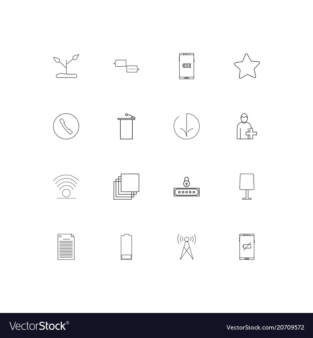 Signs and symbols simple linear icons set