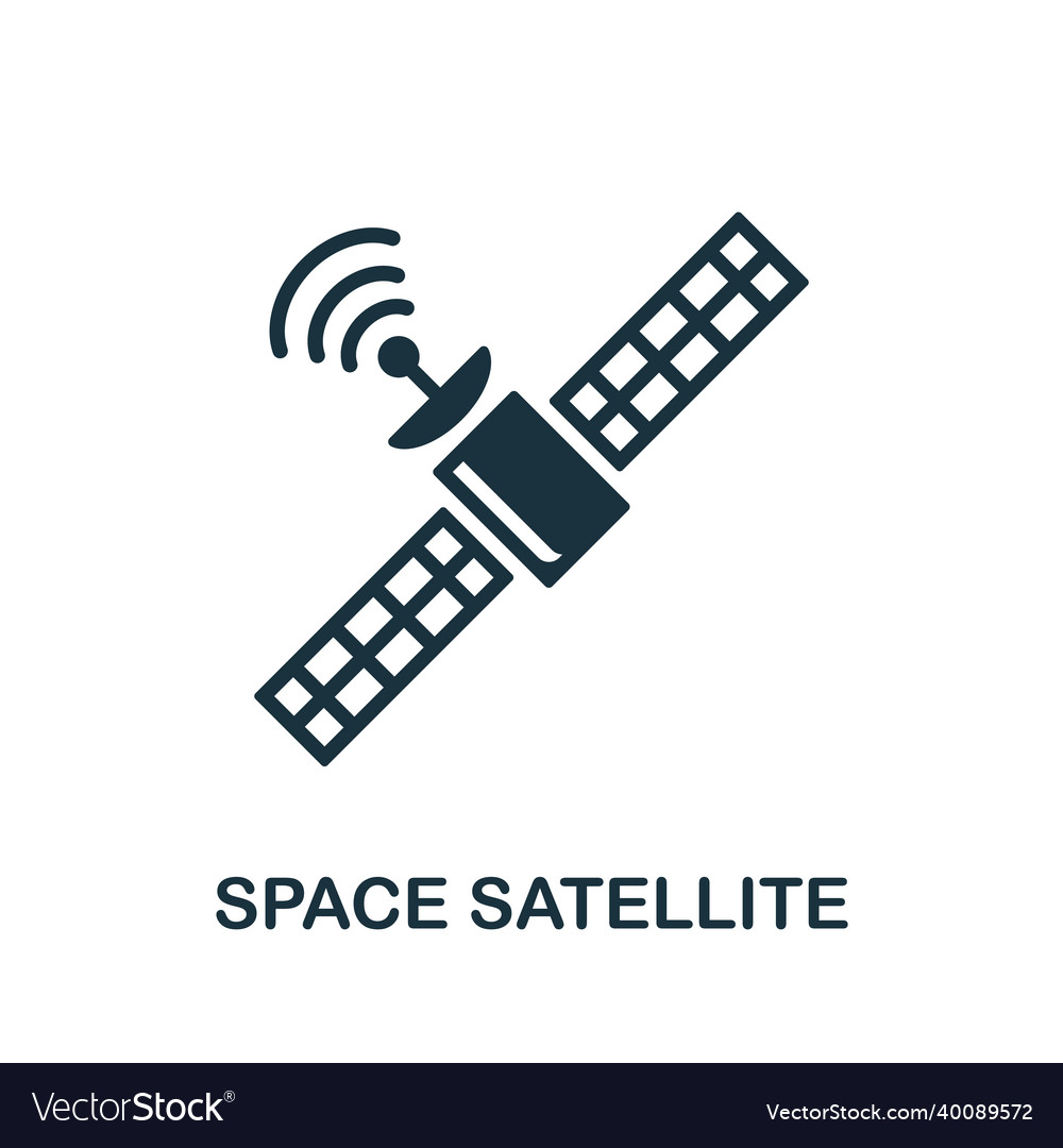 Raum Satelliten-Symbol monochrom Zeichen von