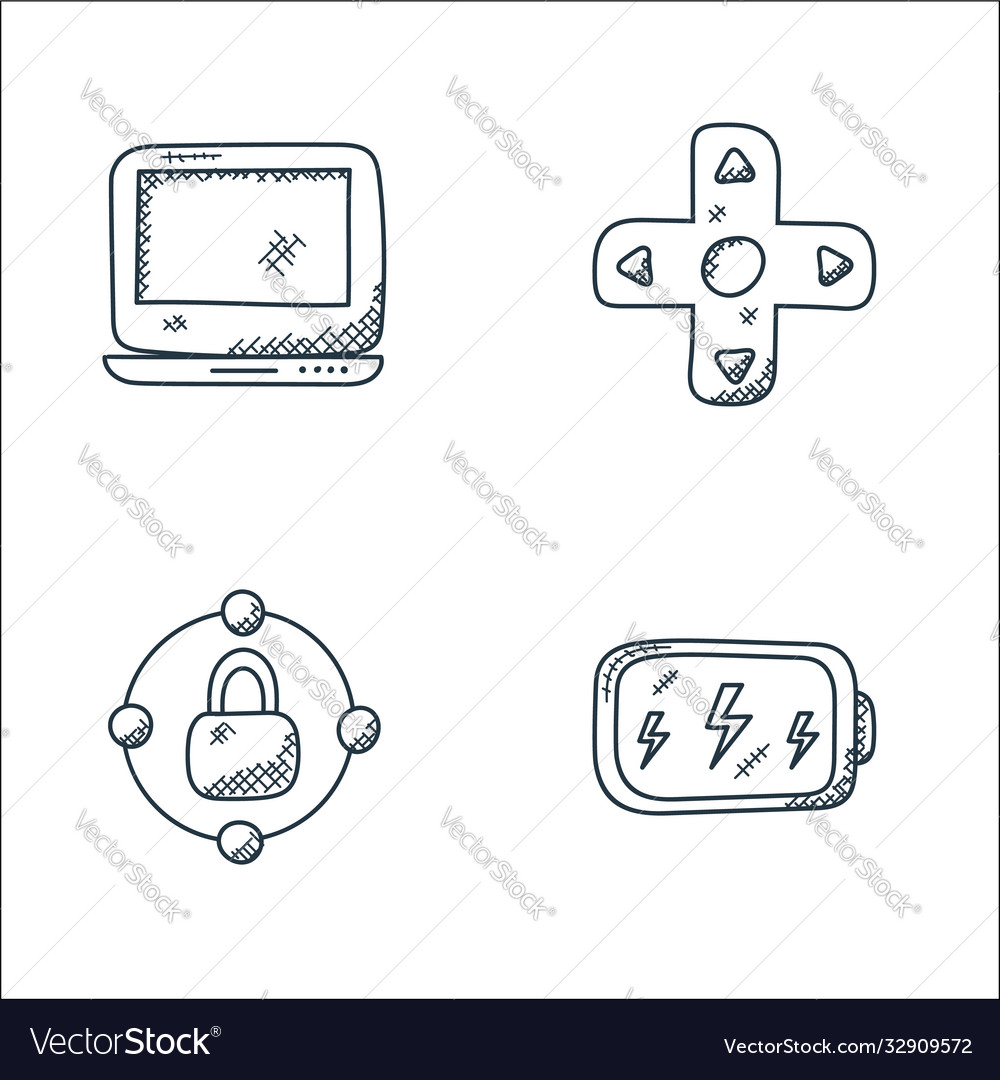 Technology line icons linear set quality vector image Technology line icons linear set quality
