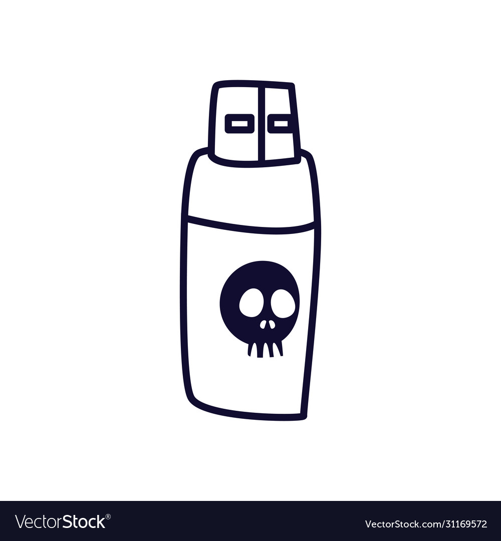 Usb with skull line style icon design
