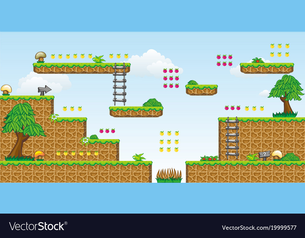 2D Jogo 56 Da Plataforma De Tileset Ilustração do Vetor