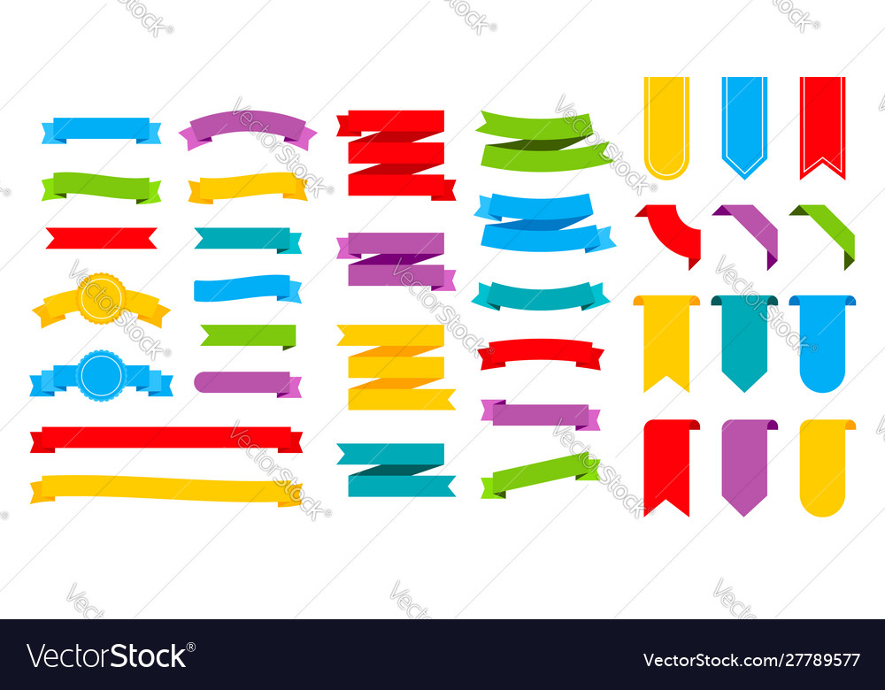 Colorful ribbons banners set stock