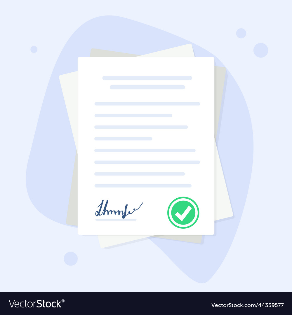 Contract papers document folder with stamp vector image Contract papers document folder with stamp