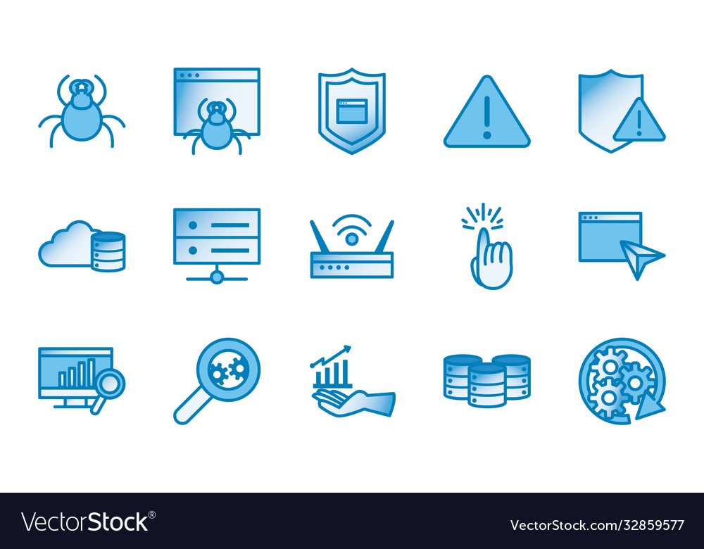 Data line and gradient style icon set