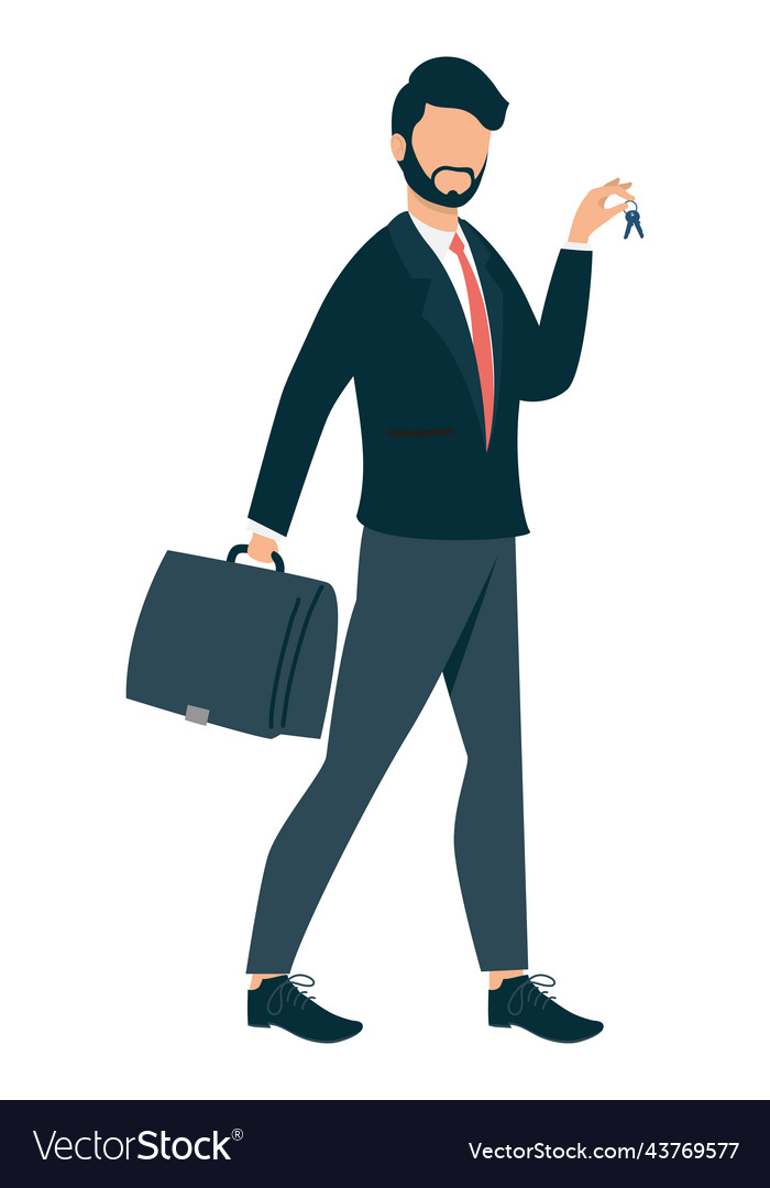 Elegant salesman with keys