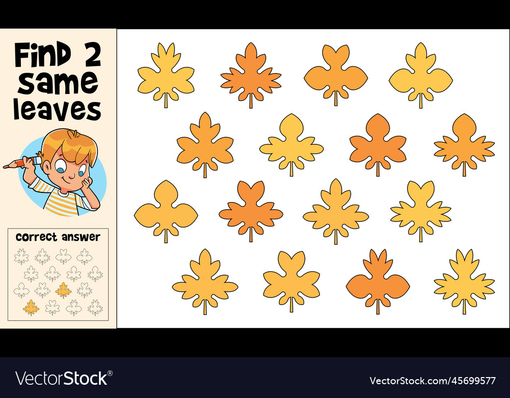 Find 2 same objects educational game for children vector image Find 2 same objects educational game for children