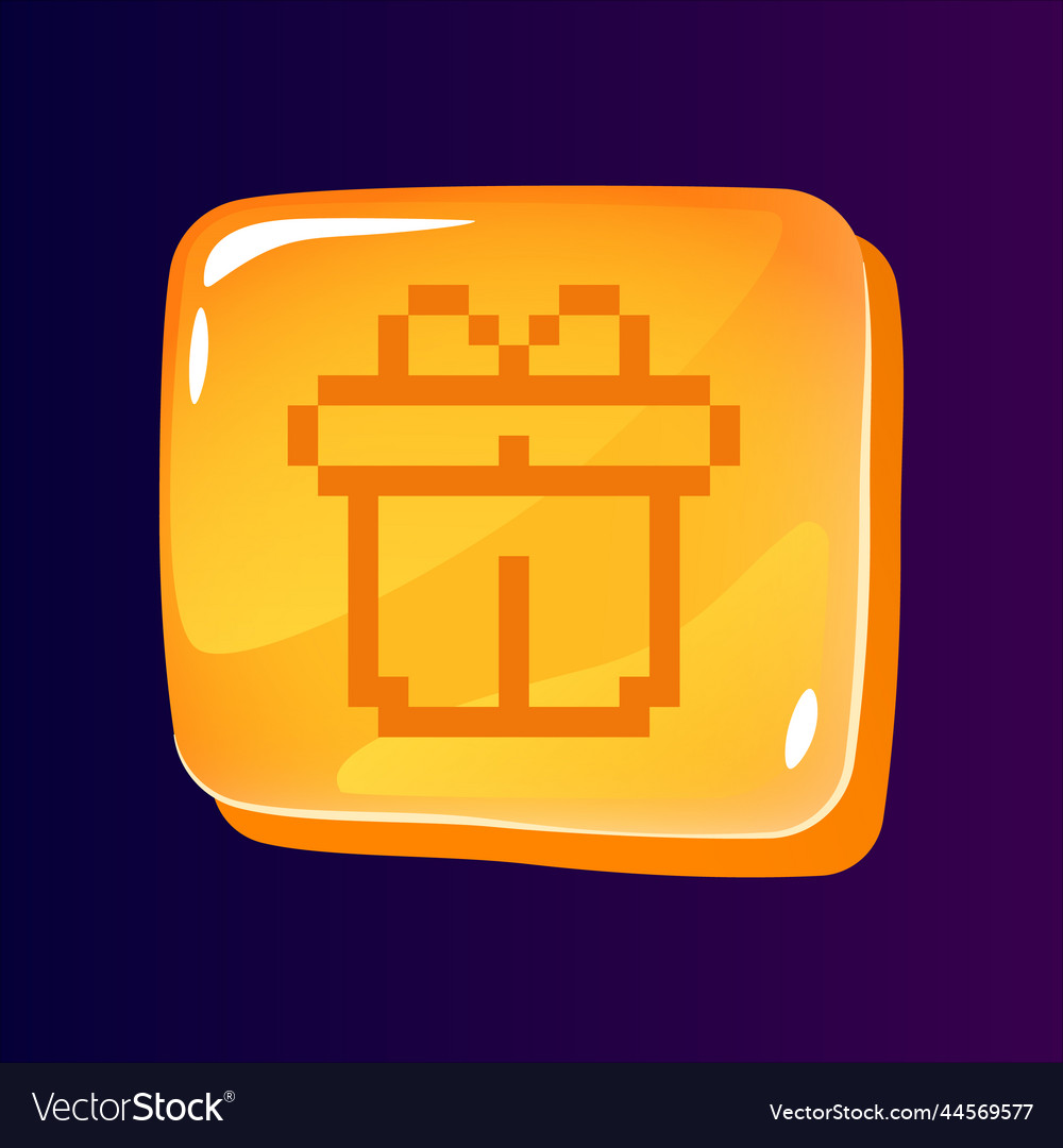 Gift box glossy ui button with pixelated icon Vector Image