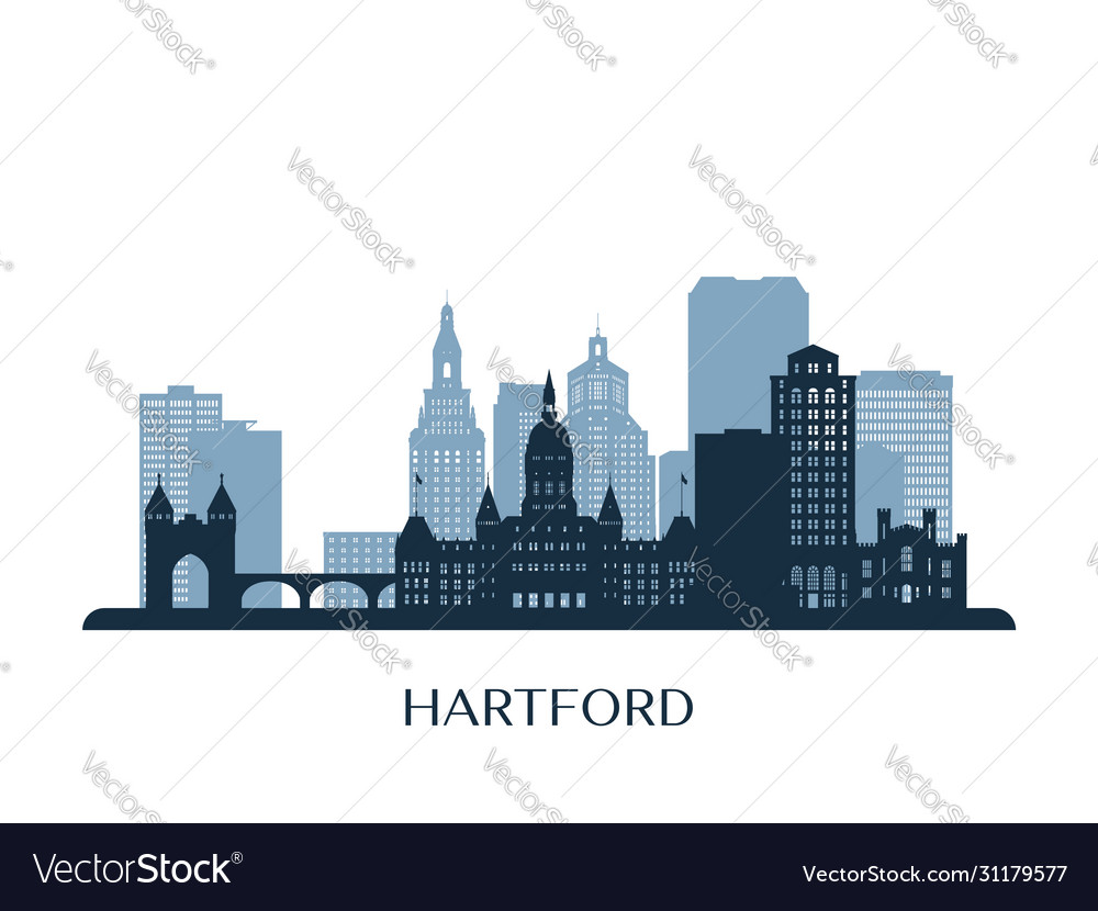 Hartford Skyline monochrome Silhouette