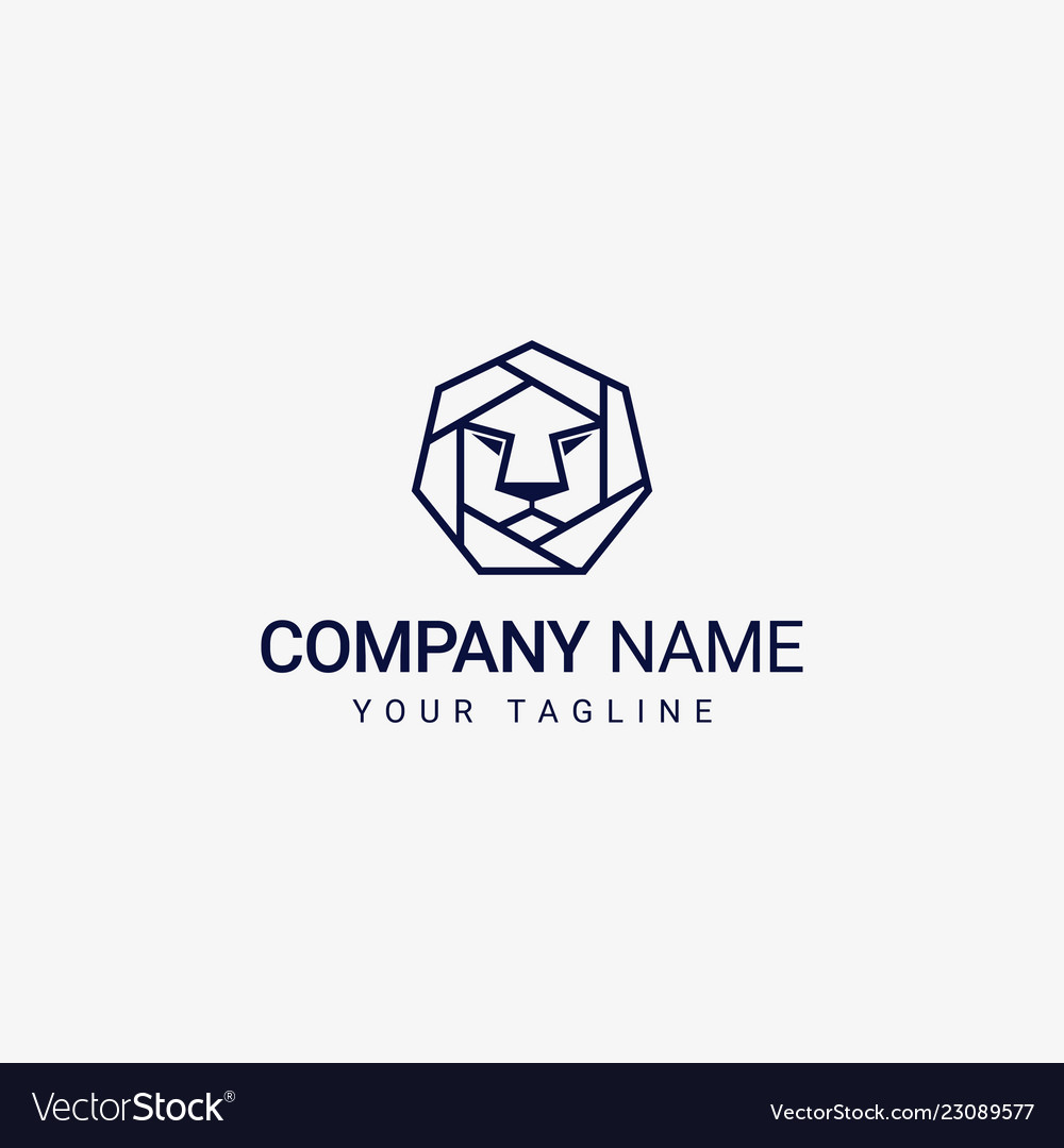 Hexagonal lion logo template vector image Hexagonal lion logo template