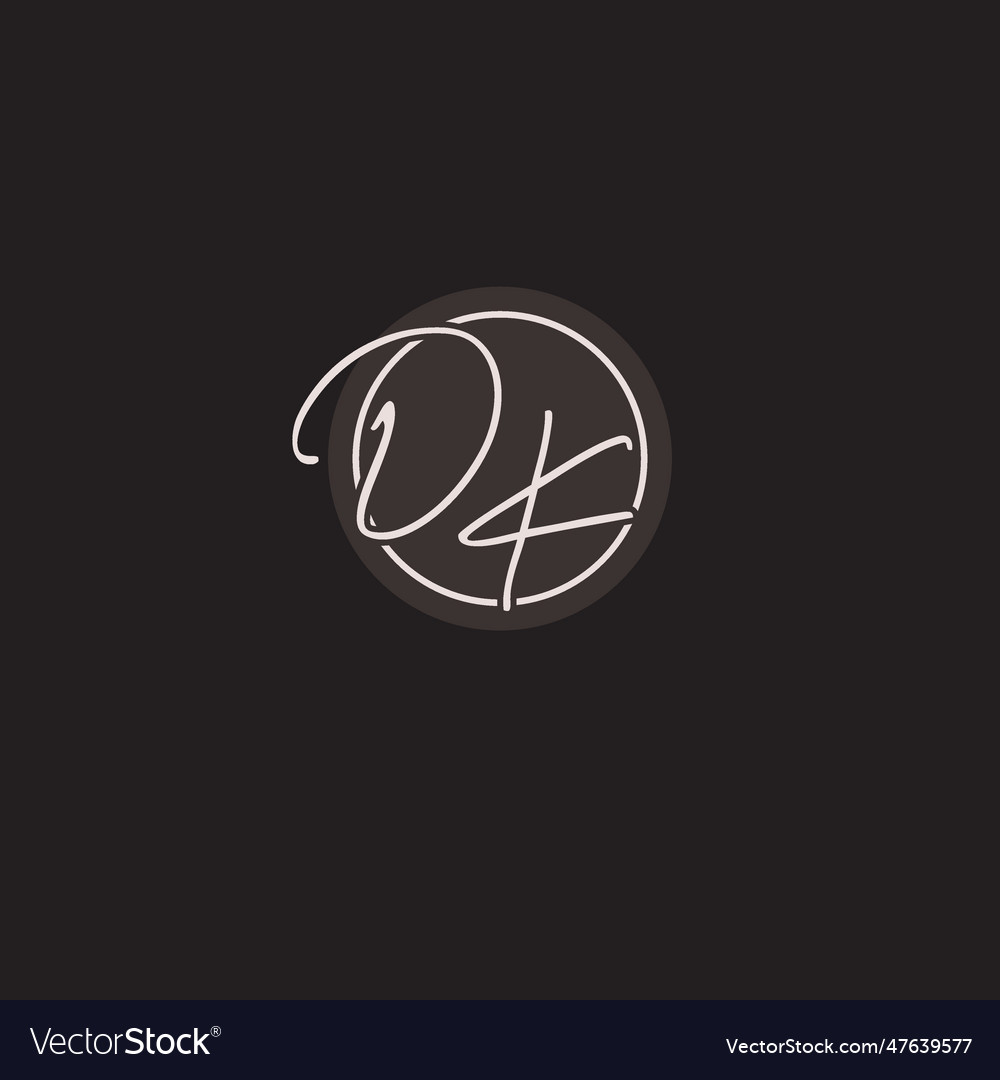 Initials dk logo monogram with simple circle line