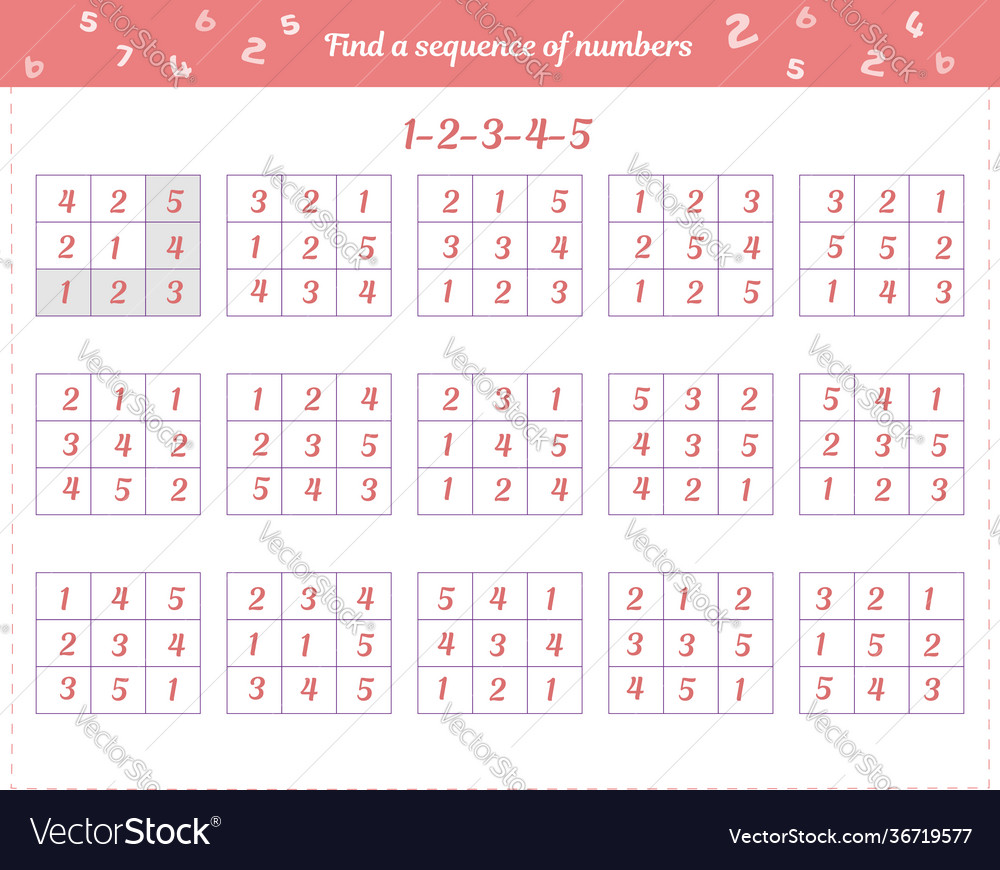 Logic game for children find a sequence