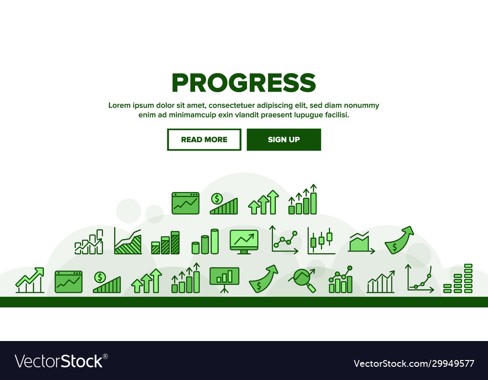 Progress grow graphs collection icons set vector image Progress grow graphs collection icons set