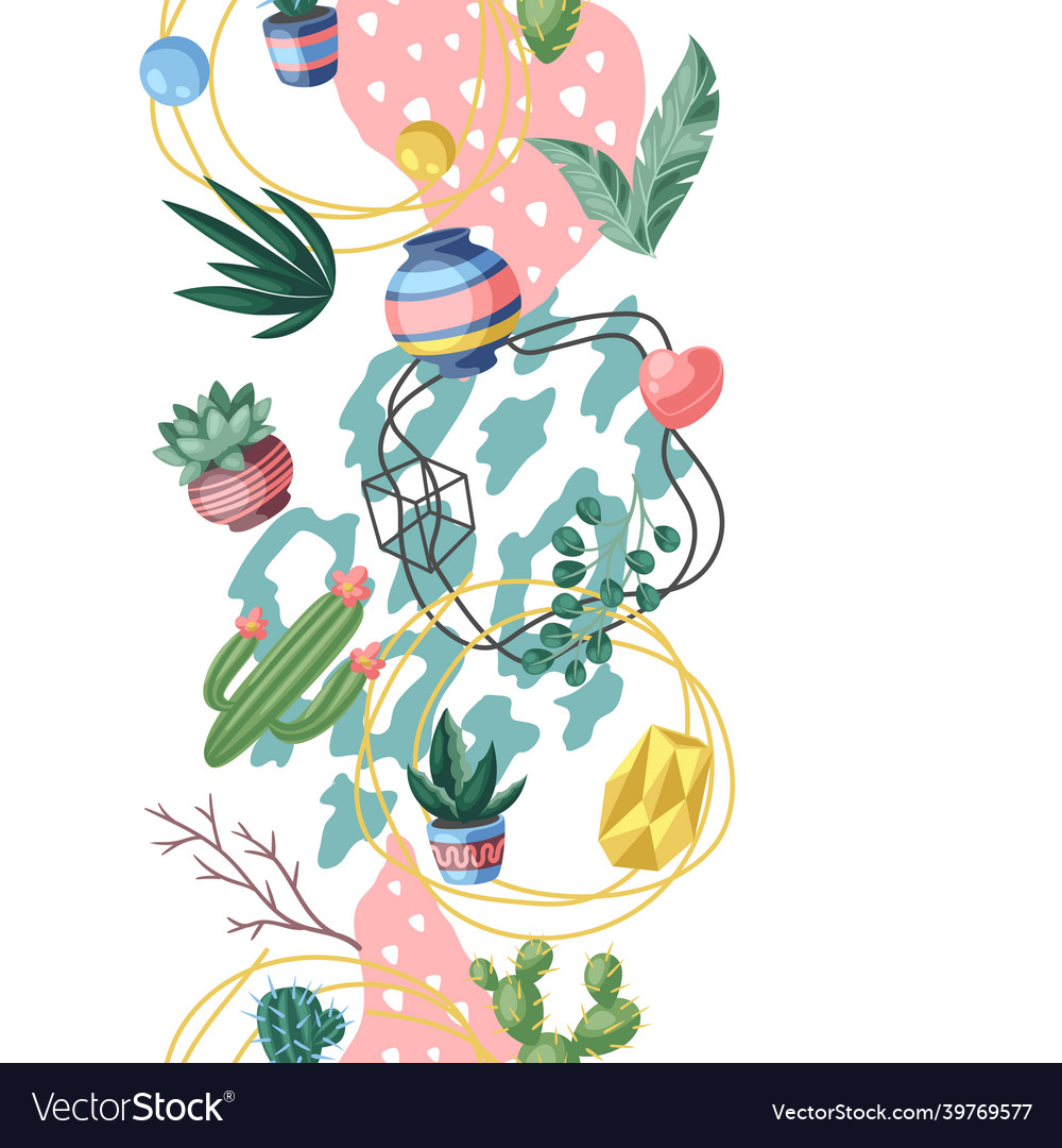 Seamless pattern with cactuses and succulents