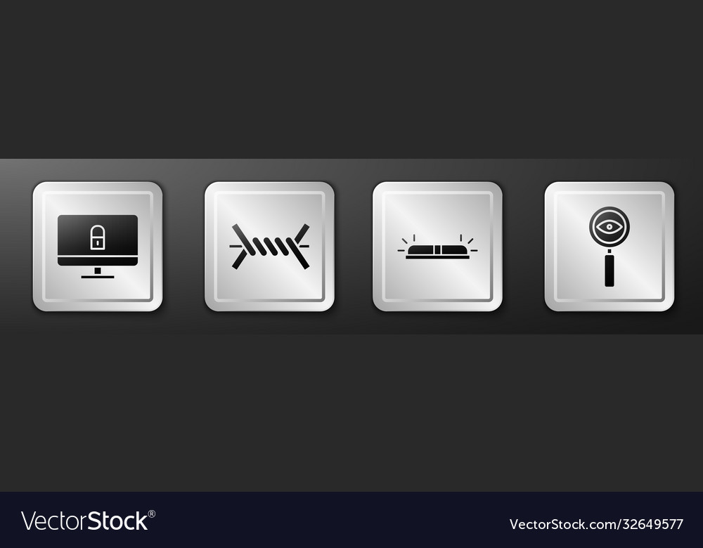 Set lock on computer monitor barbed wire flasher Vector Image Set lock on computer monitor barbed wire flasher