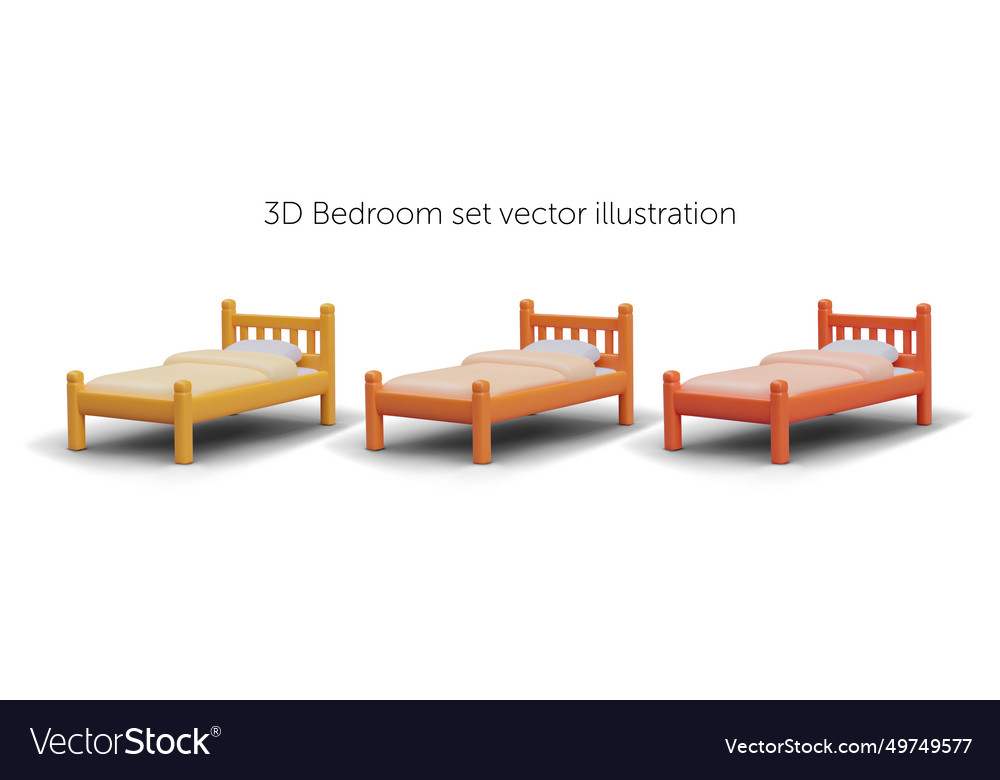 Set of single beds with frame different colors Vector Image Set of single beds with frame different colors