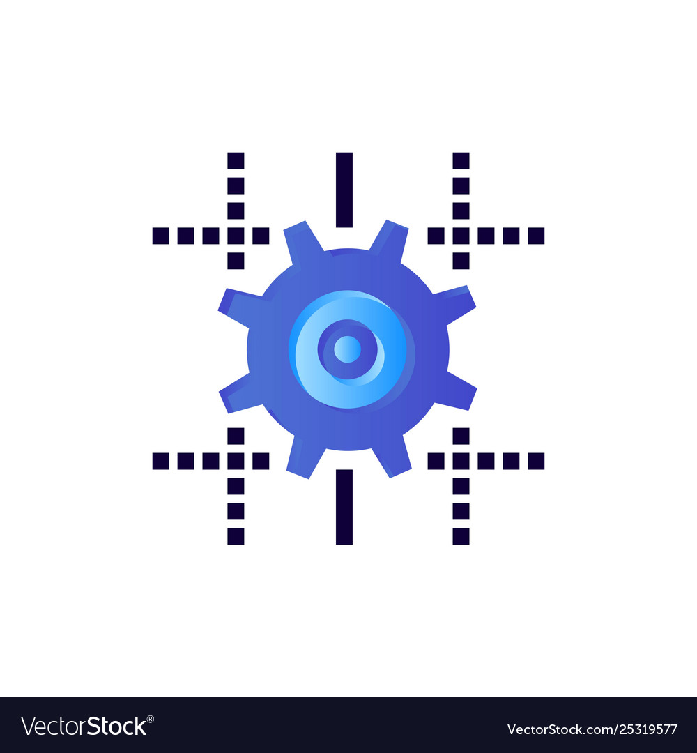 Setting gear computing line flat color icon vector image Setting gear computing line flat color icon