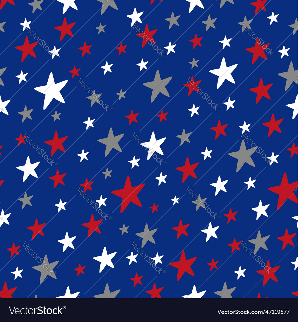 Stars in american colors seamless pattern Vector Image