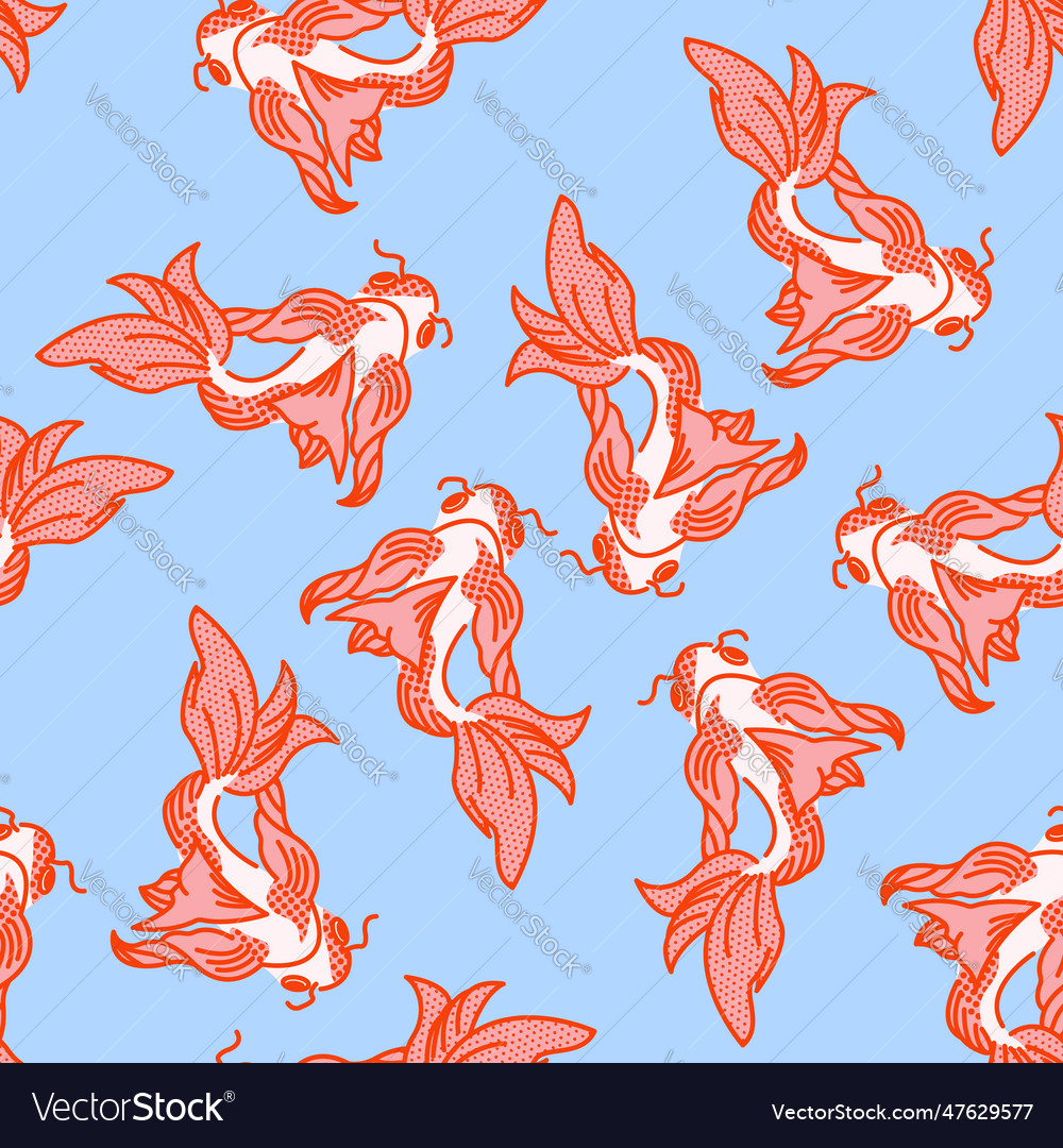 Stylish seamless pattern with koi carp print vector image Stylish seamless pattern with koi carp print